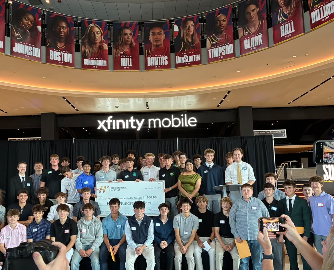 Cody DeCoons with the full High School Hustle award group
